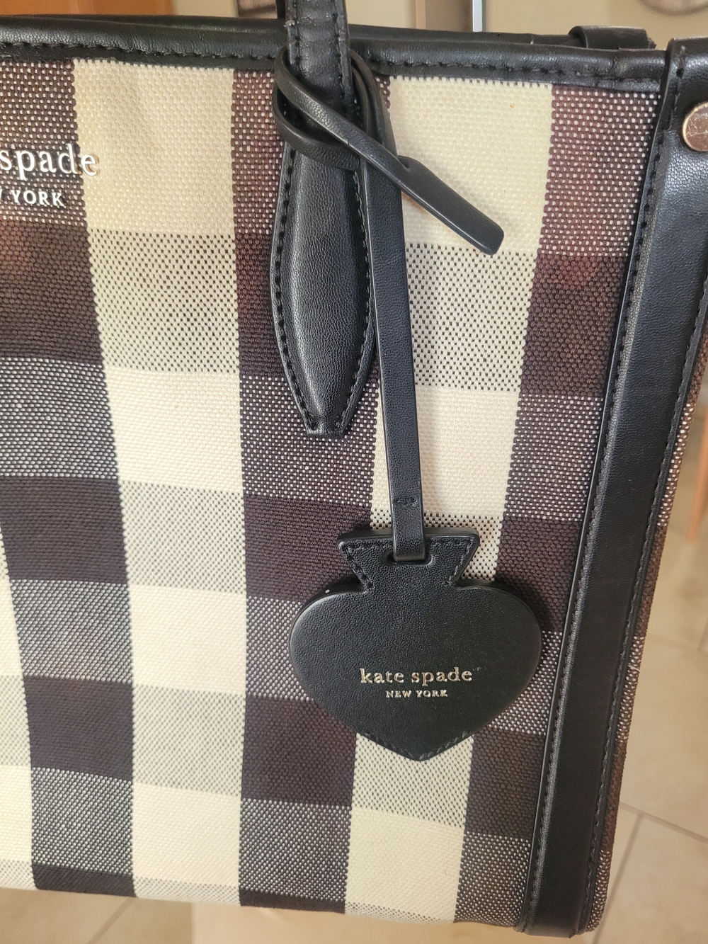 kate spade New York Black & Cream Plaid Tote Bag - Picture 3 of 8